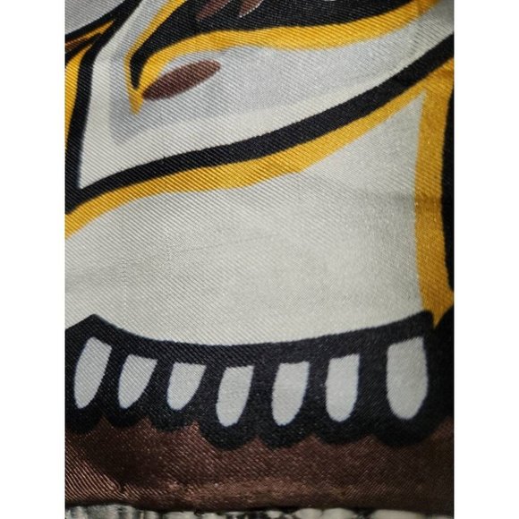 Vintage DeMura 100% Silk Brown Gold Beige Paisley Turned Edge Made in Italy 1970 - Picture 3 of 4